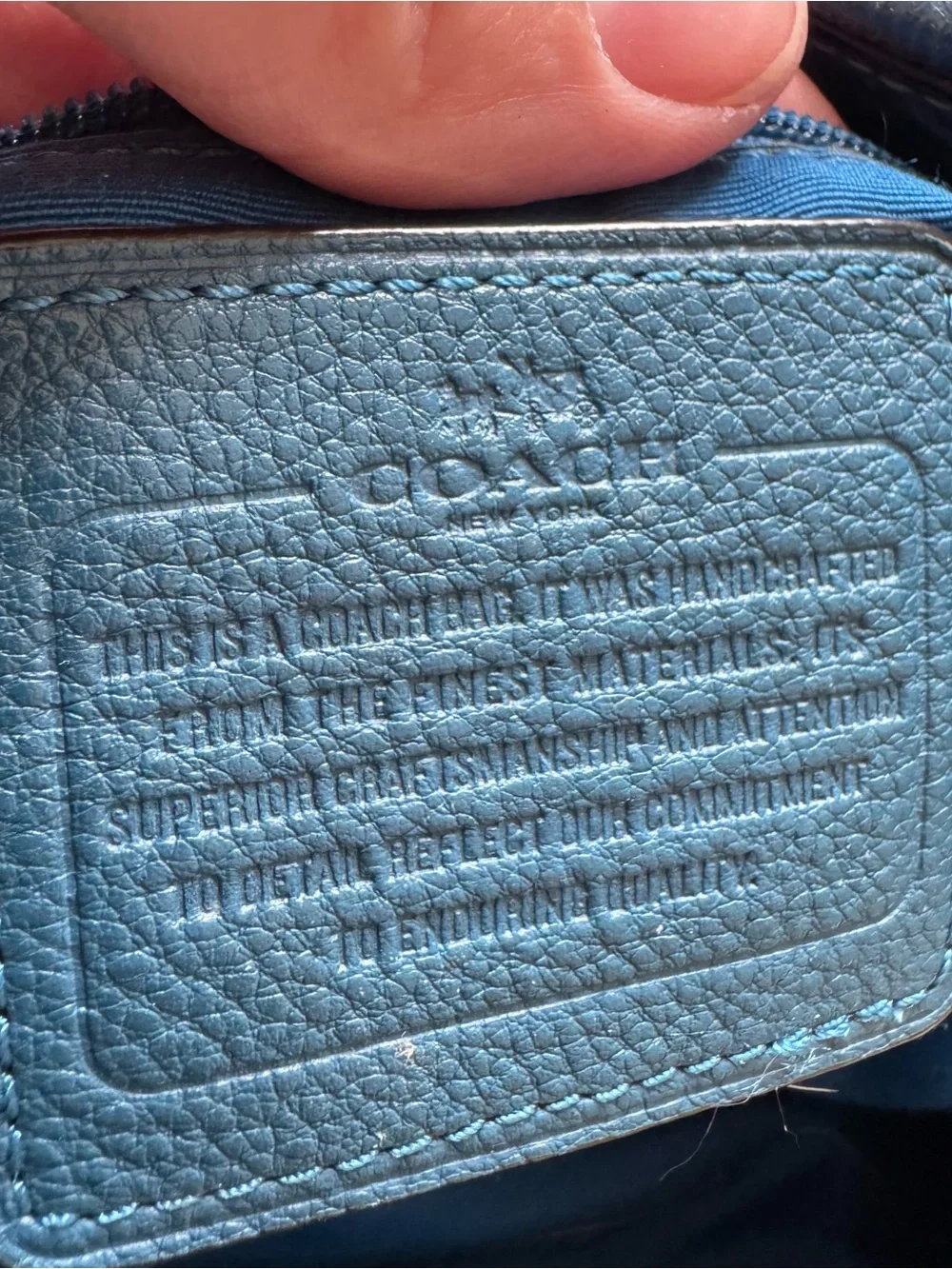 Coach Madison Phoebe Blue Pebbled Leather Shoulder Hobo Bag